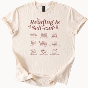 Reading Is Self Care Graphic Tee Book Lover Shirt Literary Gift Readers